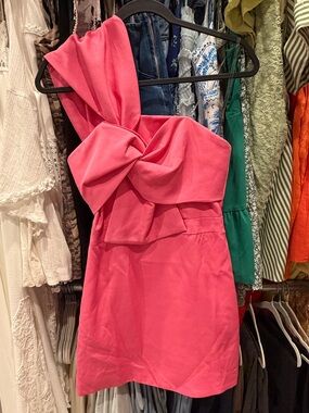 DO+BE Pink One-Shoulder Bow Mini Dress